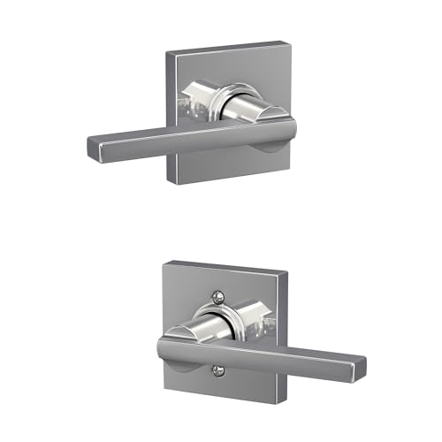 Image of Schlage Latitude Hall /Closet Passage Door Handle, Reversible, Bright Chrome | Hall or closet lever door handle with no lock, Easy to install, Certified durability, Universal fit