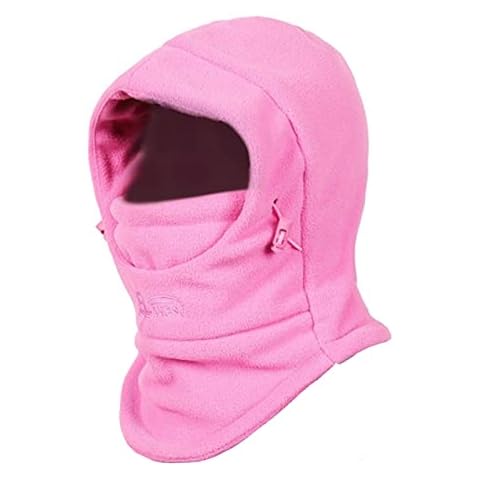 TRIWONDER Kids Winter Hats Balaclava Ski Mask for Boys Girls Toddlers Windproof Adjustable Cold Weather Face Mask Neck Warmer (Rose Red) Cover