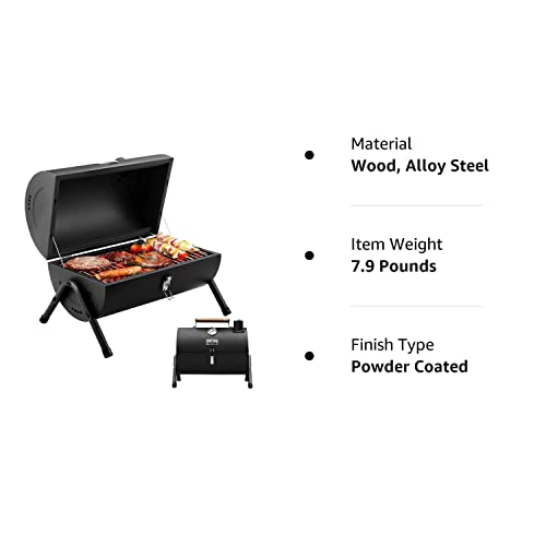 Portable Charcoal Grill, Tabletop Outdoor Barbecue Smoker, Small Bbq Grill For Outdoor Cooking Backyard Camping Picnics Beach By Dnkmor Black #TOP7