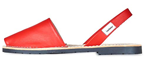 Women's Flat, Handmade, Eco-Friendly Avarcas (6, Red)