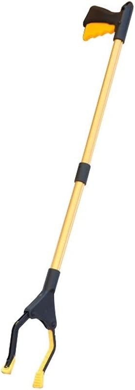 Litter Picker,31" Foldable Tool Lightweight Aluminum Reaching Aid with Rotating Rubber Gripper, Long Arm Extender Pick-up Tool for Elderly,Garden Gripper(Golden)