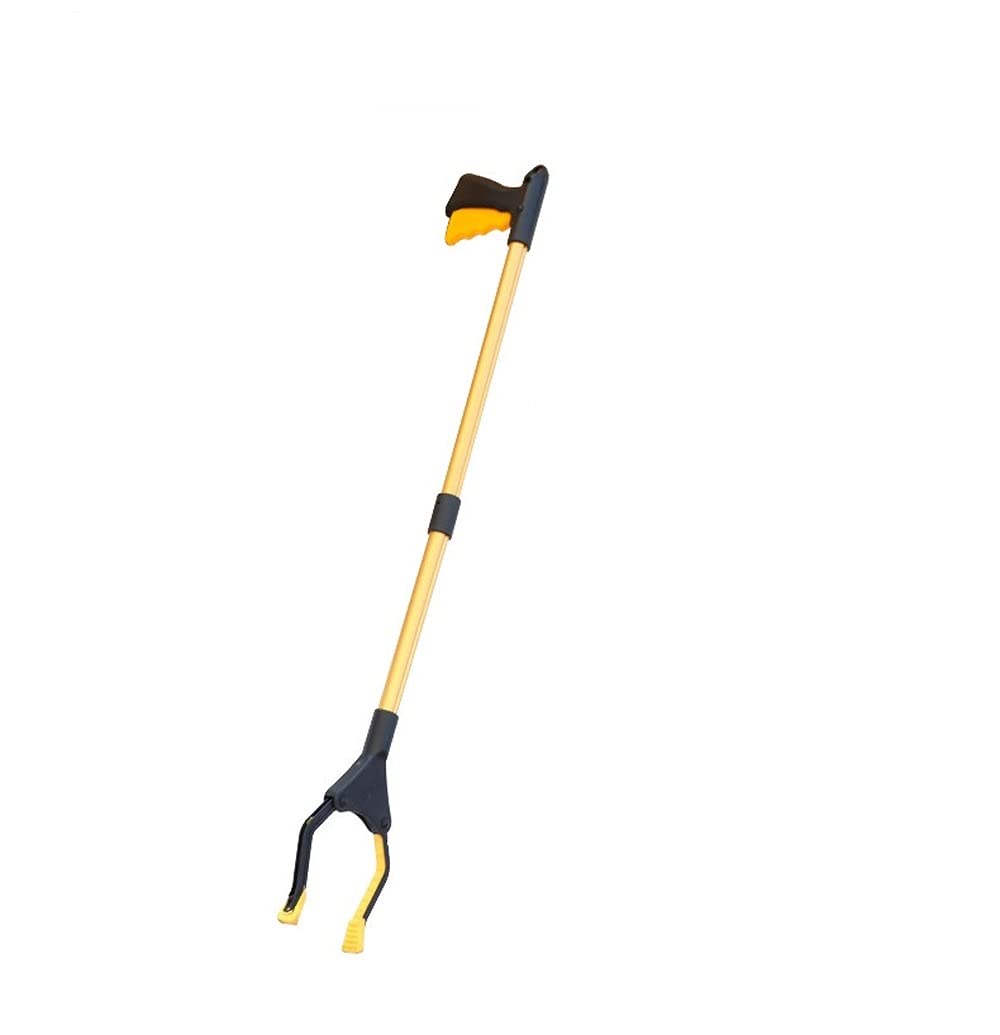 Abfallsammler, 31 Zoll, faltbarer Reacher-Greifer, leichte Aluminium-Greifhilfe mit drehbarem Gummigreifer, langer Arm-Extender-Aufnahmewerkzeug für ältere Menschen, Gartengreifer (grün) (golden)