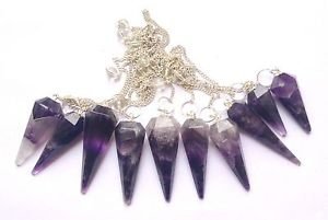 Set von zehn Amethyst dowser Pendeln Reiki Crystal Healing Geschenk Wellness Feng Shui positive Energie metaphysisch Edelstein