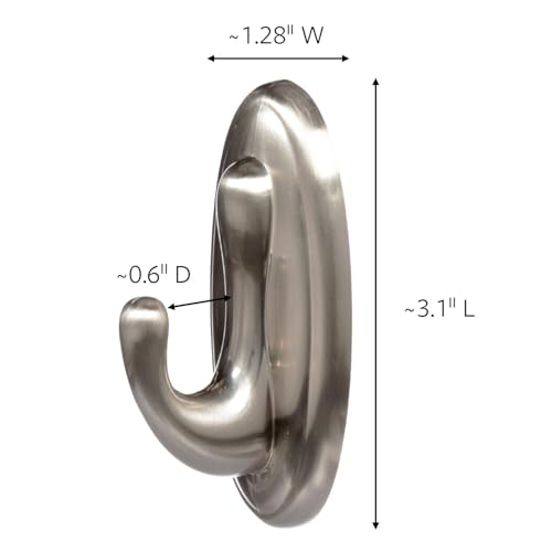 Image of Command Medium Bath Hooks, Holds up to 3 lb, 2 Shower Hooks, 4 Water Resistant Strips, Brushed Nickel Colored, Damage Free Bathroom Organization for Robes, Towels, or Loofahs