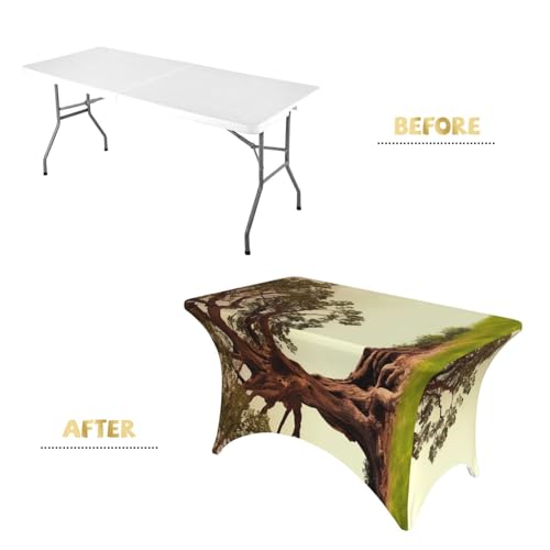 Nappe rectangulaire élasthanne extensible 1,2 m imperméable résistante motif arbre branches