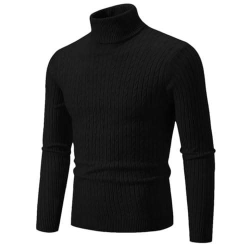 Men's High Neck Multi-Color Ribbed Knitted Sweater Solid Color Casual Simple Slim Fit Base Sweater