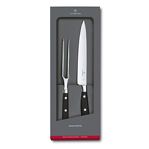 Victorinox Grand Maitre Carving Set - Knife Set for Kitchen Accessories - Includes Cooking Knife & Carving Fork - Premium Kitchen Utensils - 2-Piece Set