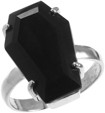 925 Sterling Silver Black Onyx Ring For Women (3.92 Cttw, Emerald Cut 10X8MM, Gemstone December Birthstone
