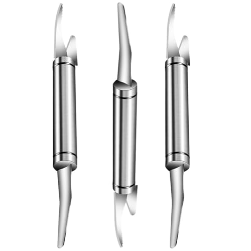 DOITOOL Lot de 3 Nettoyeurs de Crevettes Professionnels en Acier Inoxydable 304 à Double Tête, Éplucheurs et Déveineurs Pratiques pour Fruits de Mer, Ustensiles Cuisine Maison
