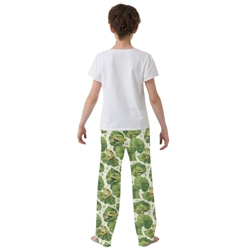 Frog and Leaf Boys Long Pants Soft Trousers Elastic Waist Kids Lounge Bottoms with Pockets S-XL3