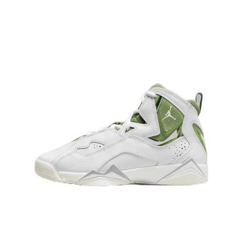 Jordan True Flight Big Kids' Shoes (HF4780-100, White/Sail/Lightning/Chlorophyll) Size 6.5