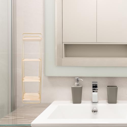 Étagère murale sans perforation : structure multi-niveaux métal et bois pour tasses - 7