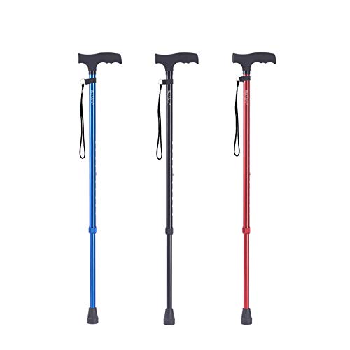 BigAlex Walking Cane,Adjustable Walking Cane,Flexible,Lightweight,Adjustable, Portable Hand Walking Stick - Balancing Mobility Aid - Sleek, Comfortable T Handles for Men for Women(Black)