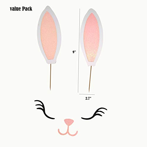 Easter Bunny Cake Topper With Eyelashes Easter Party Cake Decoration Supplies For Birthday Party, Wedding, Baby Shower, Spring Eater Party Decorations #TOP1