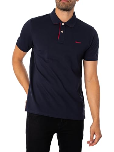 Gant Herren Reg Contrast Pique Rugger Polohemd, Evening Blue, XL EU