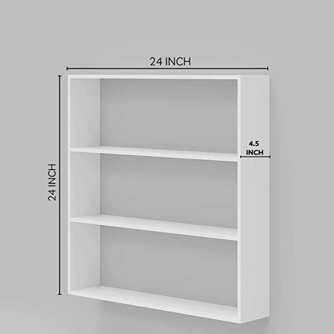 Image of Deion 3 Tier Wooden Book Shelf for Wall | Wall Mounted Bookshelf for Living Room & Bedroom | Floating Wall Shelves | Home Decor & Wall Decoration Items | Corner Shelf for Decor