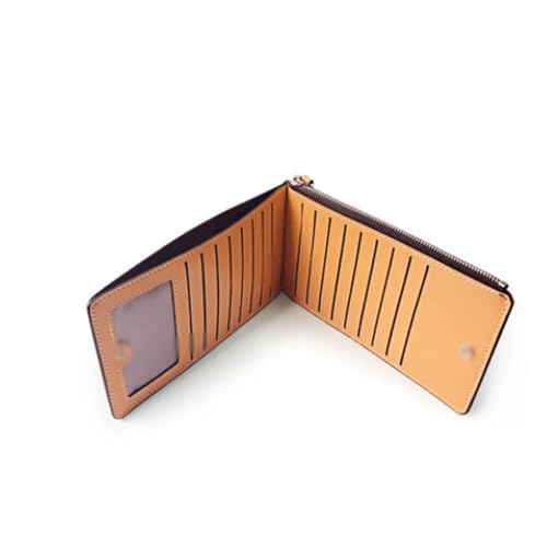 Women's Leather Wallet - Zipper Clutch with Coin and Card Pockets, Bifold Closure for Credit Cards & Cash (Orange)2