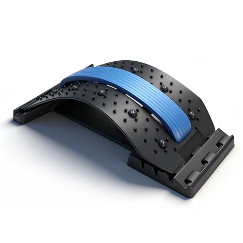Rückenstrecker 36 X 22cm lendenstützbrett Rückenstrecker 4 Stufen Rückendehner für 10 Magnettherapie-Punkte und bis zu 87 Akupressurpunkte zur Spannungsreduktion(Blau)