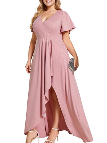 Image of Ever-Pretty Womens Glitter High Low Plus Size Cocktail Wedding Guest Dress