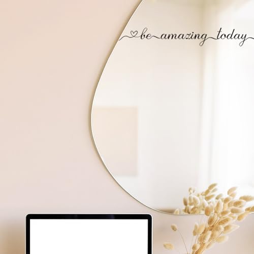 PLIGREAT 2 Sheets Vinyl Mirror Decals Be Amazing Today Quotes Wall Stickers for Woman Bedroom Bathroom Dressing Room Vanity Mirror Decor DIY Home Indoor Wall Art Decor Car Glass Window Stickers