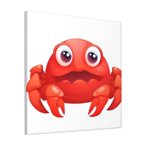 Toile crabe rouge mignon decoration murale 30x30cm chambre et salon
