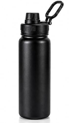 Garrafa de Água Térmica Esportiva em Aço Inox 800ml BPA Free - Preta