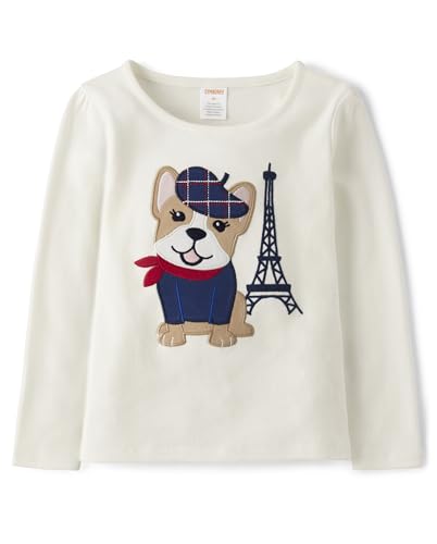 Gymboree Girls' and Toddler Embroided Graphic Long Sleeve T-Shirts