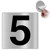 LEIASA | Hausnummer Aufkleber - 10 x 10 cm - Aluminium - Nº 5 - Nummer Apartment Hotel - Türnummerierung - Außen und Innen - Türnummer - Nummer 5 (Zahl 5)
