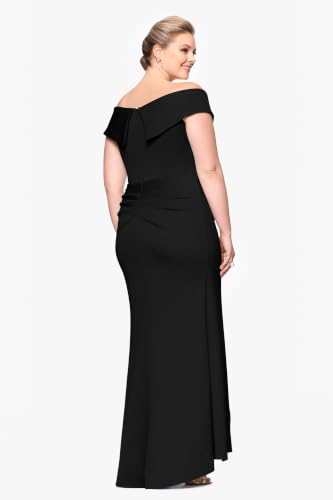 Image of Xscape Women's Long Off-the-Shoulder Sweetheart Neckline Formal Evening Gown with Ruching and Draped Ruffle Detail