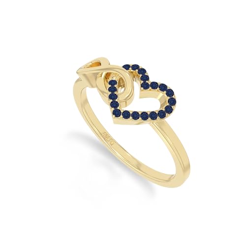 Natural Gemstone Infinity Heart Promise Ring for Women in 925 Silver/18K Yellow/Rose Gold Vermeil, Birthstone Jewelry Gifts for Her Birthday, Anniversary, Christmas, Graduation, Mothers Day