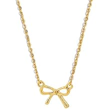 Bow Necklace for Women 4K Gold Plated Bow Pendant Necklace Dainty Rhinestone Bow Ribbon Necklace Gold Silver Bow Chain Necklace Party Jewelry for Women