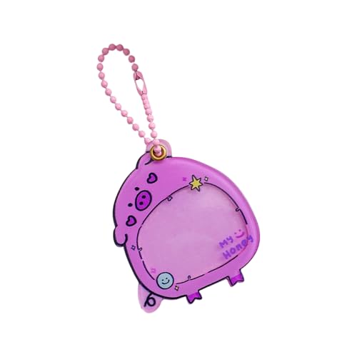 クリエイティブキーリングアクリル写真ホルダーフォトカードキーチェーン付きキーチェーン漫画カードホルダーオフィスワーカーアクリルクリエイティブキーリングフォトストレージペンダントクリップ