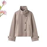 【Détails fonctionnels au quotidien】Deux poches obliques permettent de garder les objets essentiels à portée de main et les mains au chaud, tandis que les poignets boutonnés et la coupe raffinée rehaussent ce trench-coat court for le travail, les voyages, les trajets quotidiens ou les sorties du week-end.