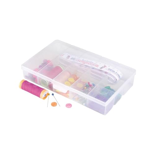 Image of 2 Pack Clear Plastic Organizer Box with 21 Grids | Small Craft Organizers and Storage, Jewelry, Fishing Tackle | Compartment Container for Bead, Nail, Jewelry, Art, DIY Crafts, Rings, Small Items
