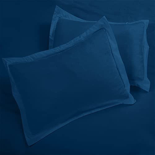 Image of ROYALE LINENS Navy Duvet Cover Full Size - 3 Piece Bedding Comforter Covers - Zipper Closure - 1 Full Duvet Cover 80x90 inches and 2 Pillow Shams - No Comforter Included