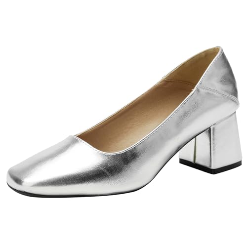 Escarpins argent femme bout carré pour éviter le mal de pieds en soirée