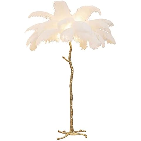 Lámpara de pie de plumas de avestruz LZCFJDFM Cover