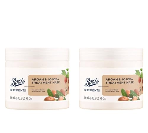 Boots Ingredients Argan and Jojoba Treatment Mask 13.52 Fl Oz. (Pack of 2)