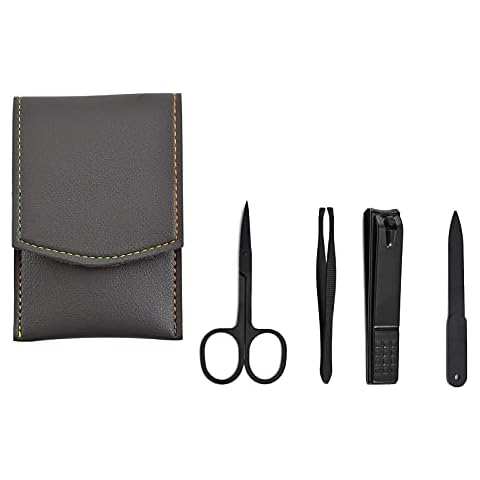 Set of 4 Manicure Set Professional Stainless Steel Pedicure Nail Clipper Tools Nail Clipper Manicure with Portable Leather Case for Travel and Home Cover