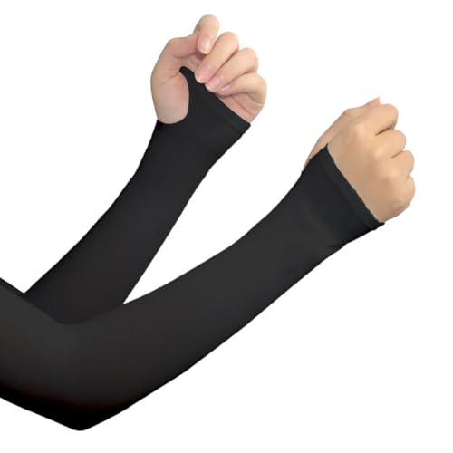 AMISENK 2lots - Fundas protectoras solares para exteriores, ligeras, transpirables, para correr, ciclismo y conducción, mangas delgadas para proteger la piel, Negro, Talla única