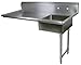 John Boos JDTS-20-50UCR Stainless Steel Pro-Bowl Undercounter Soiled Dishtable, 8" Deep Sink Bowl, 50" Length x 30" Width, Right Hand Side Table