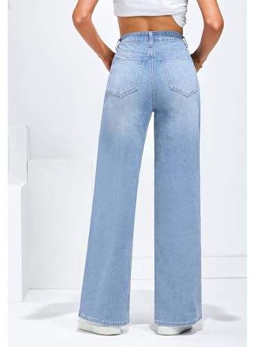 GRAPENT Wide Leg Jeans for Women Trendy High Waisted Stretchy Denim Pants 90s Baggy Jeans Trouser Jeans with Pockets3