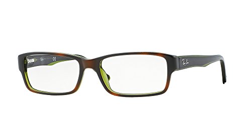 Ray-Ban Unisex RX5169 Rectangular Prescription Eyewear Frames, Havana On Green Transparent/Demo Lens, 52 mm