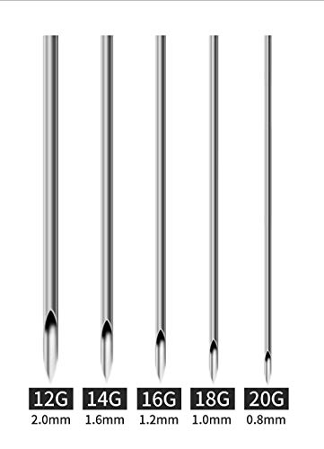 Ear Nose Piercing Needles - Jconly 100Pcs Mix Body Piercing Needles Sizes 12g 14g, 16g, 18g and 20g, Piercing Kits Piercing Supplies …