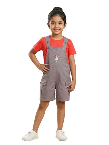 Image of KiddoPanti Unisex Denim Cargo Dungaree Shorts | 69.1% Cotton 29% Spun Poly 1.9% Spandex | Above Knee Length | Soft Breathable Summer Dungaree