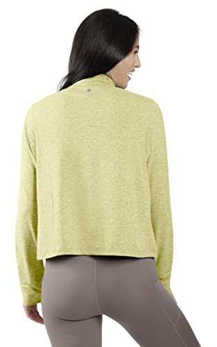 Image of 90 Degree By Reflex Cropped Two Tone Heather Long Sleeve Quarter Zip Jacket