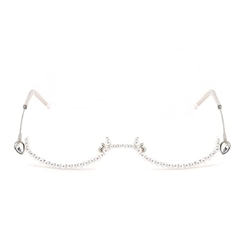 Naimo Half Frame Sparkling Crystal Sunglasses UV Protection Rhinestone Sunglasses Without Lens3