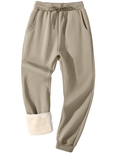 Flygo Men's Fleece Lined Sherpa Sweatpants Winter Warm Pants Jogger Lounge Athletic Pant with Pockets