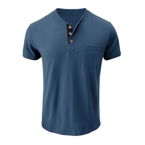 Henley Long Sleeve Shirt for Men Lightweight Casual 3 Button Tees Tops Cotton Classic Work Blend T-Shirts with Pocket2