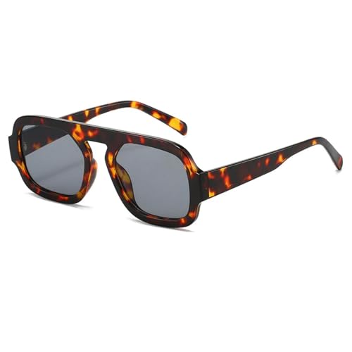 Lunettes de soleil rétro pour femmes motif léopard et verres gris tendance